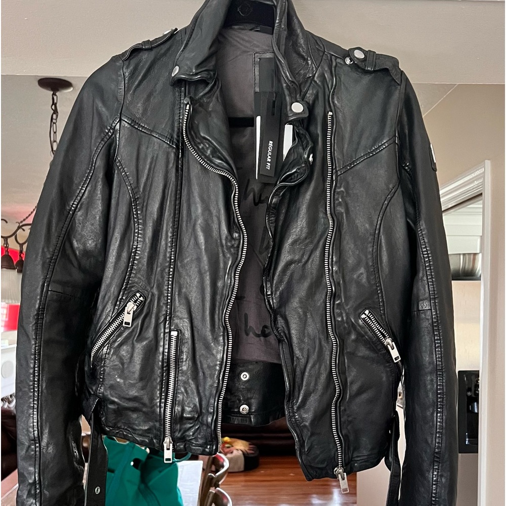 Mauritius black leather jacket